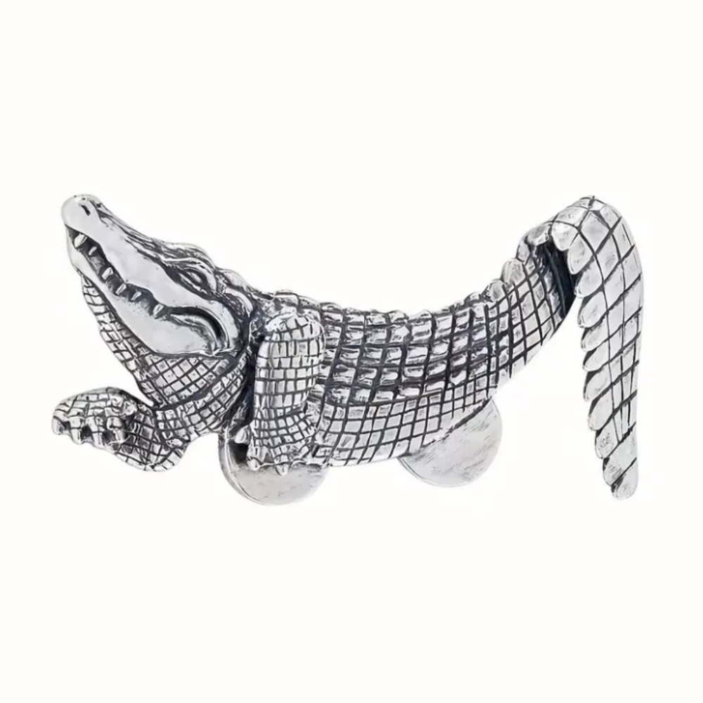 Silver Crocodile Pocket Brooch - Picture 3 of 9